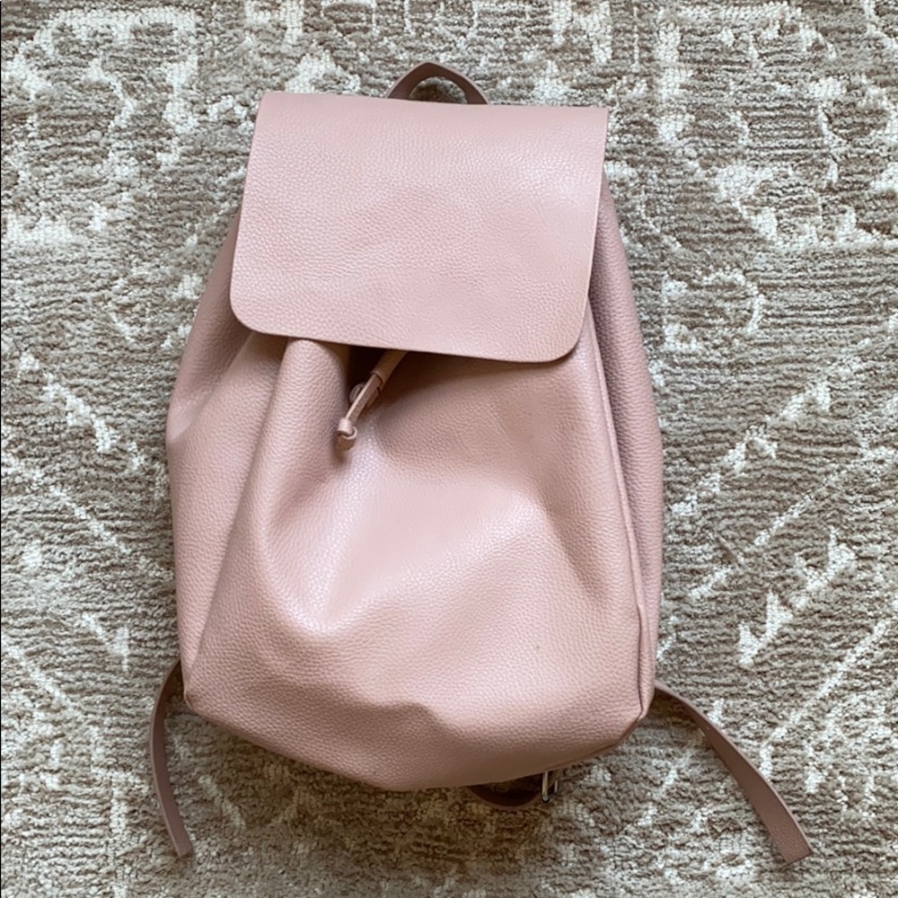 Pink Faux Leather Backpack